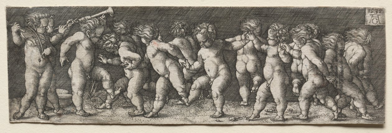 Femten nøgne børn danser, 1535. af Heinrich Aldegrever