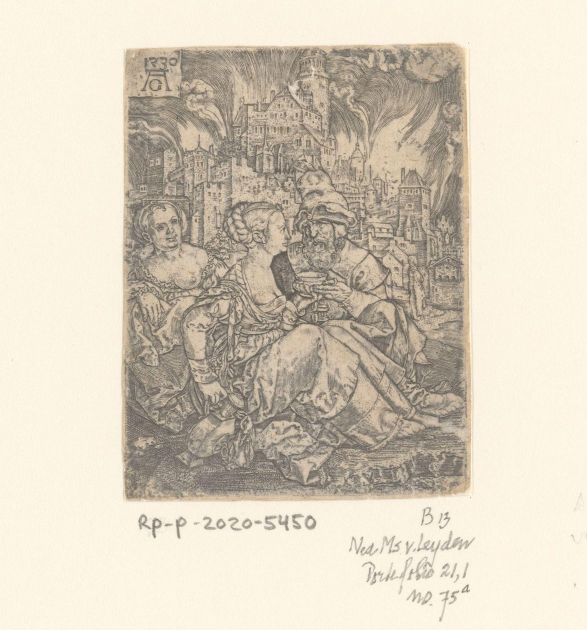 Lot og hans døtre af Heinrich Aldegrever