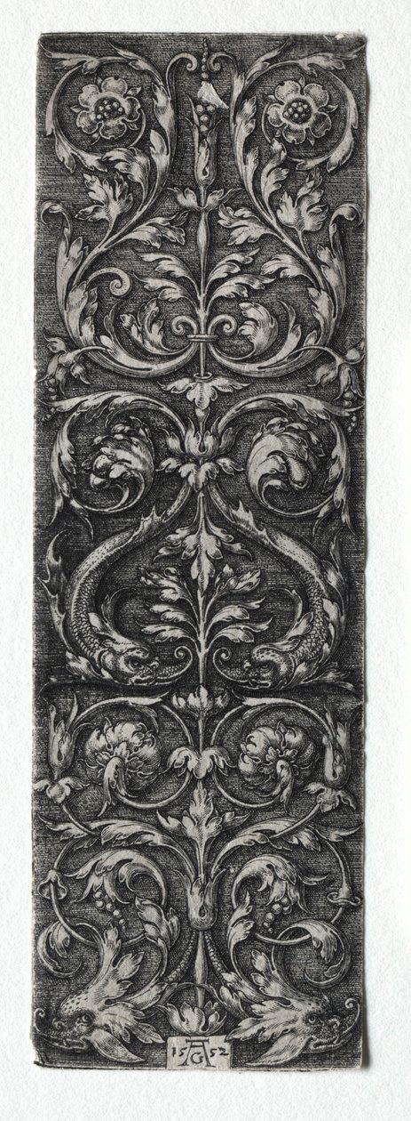 Ornamentdesign med fisk, 1552. af Heinrich Aldegrever
