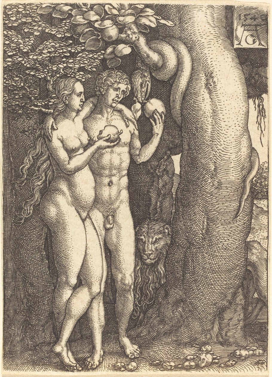 The Temptation by the Snake, 1540. af Heinrich Aldegrever