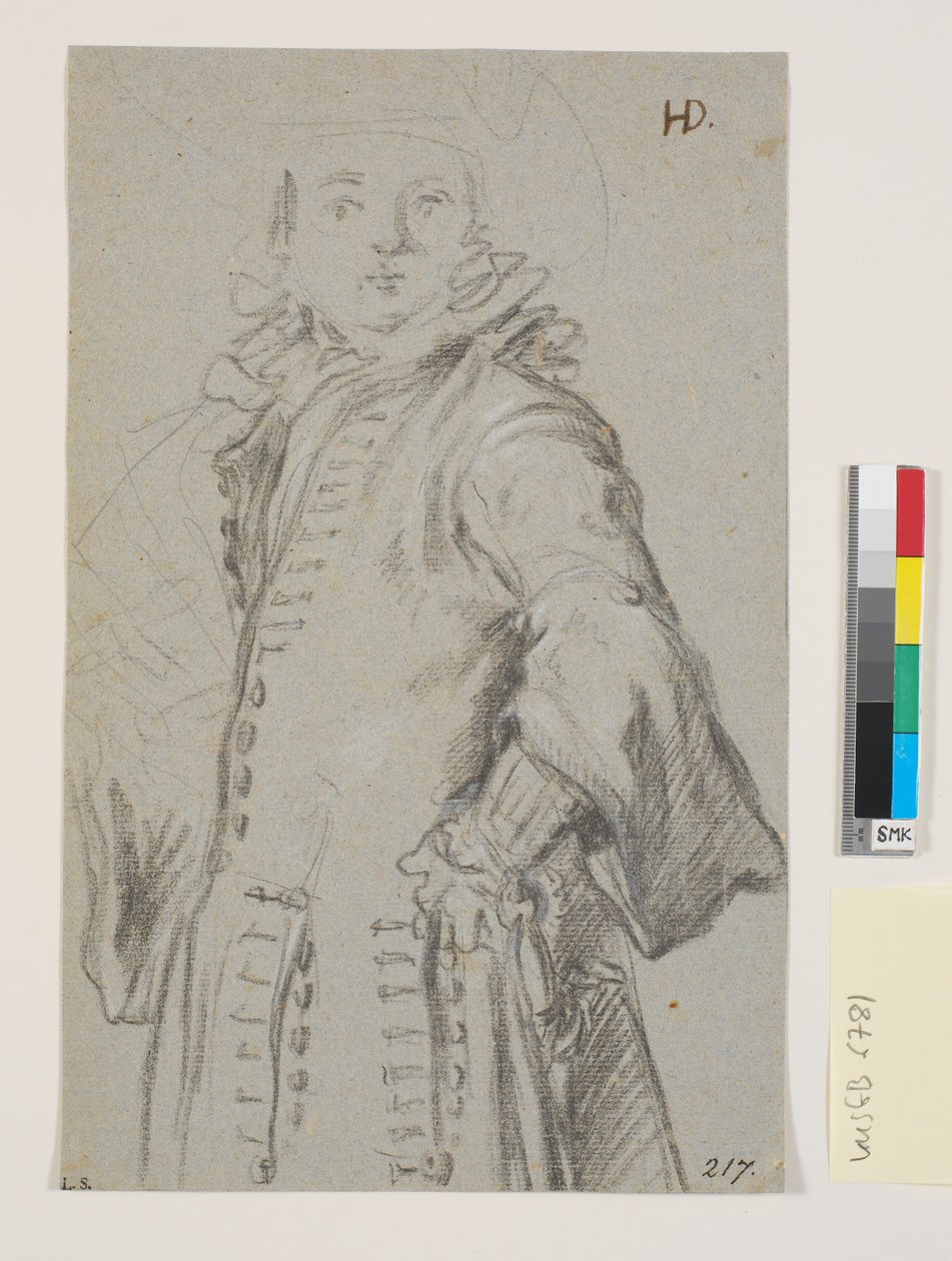 Studie til et mandsportræt, 3/4 figur af Heinrich Dittmers
