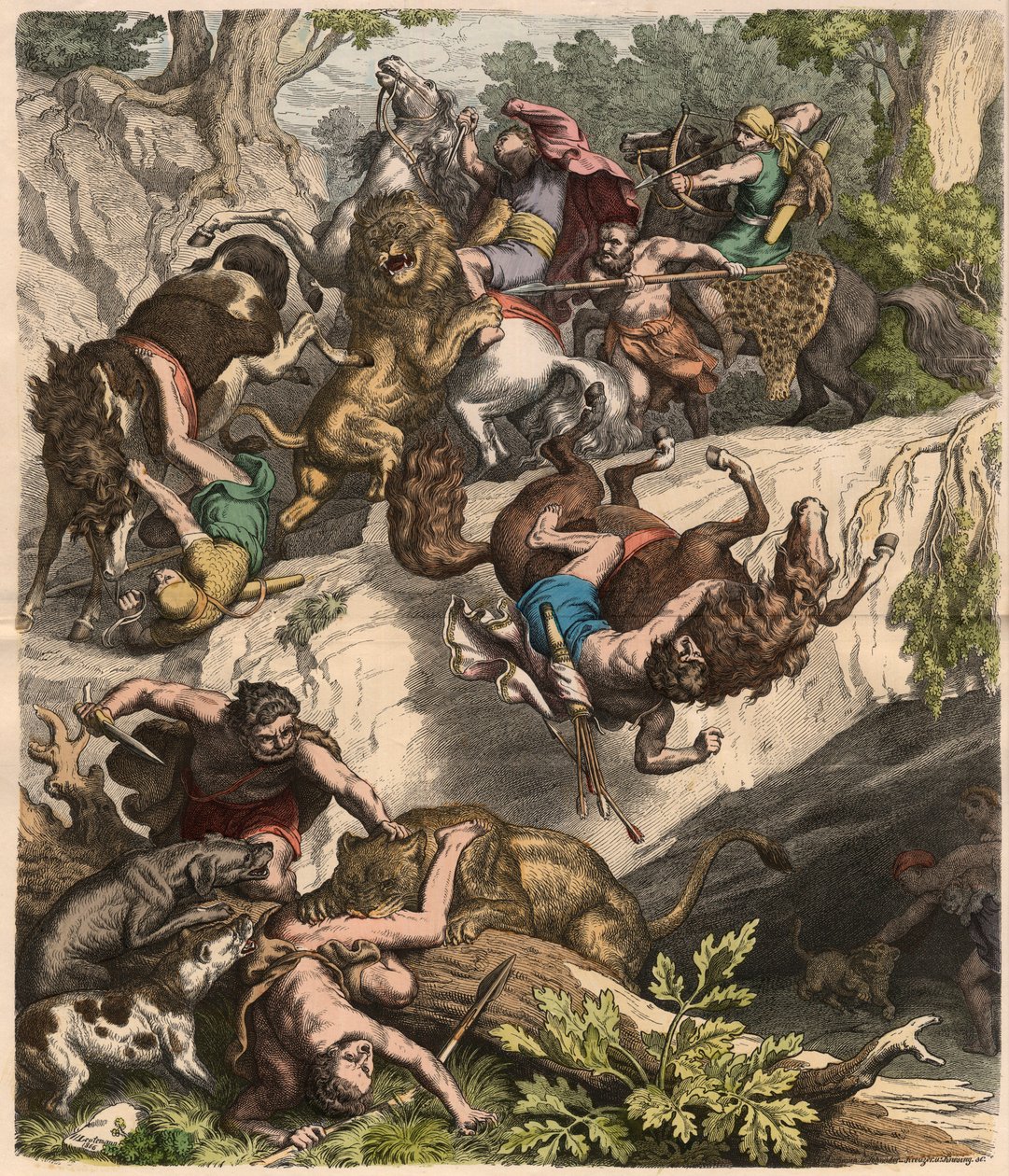 Karthagerne: Løvejagt, 1866 af Heinrich Leutemann