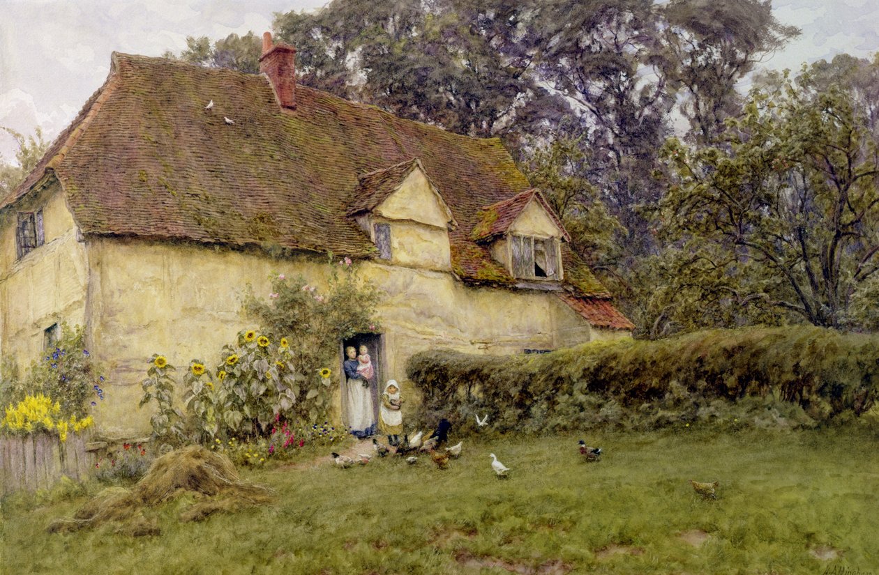 Fodring af høns af Helen Allingham