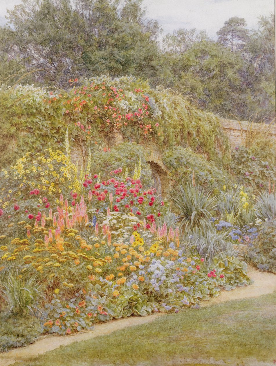 Gertrude Jekylls Garden, Munstead Wood, Surrey (wc på papir) af Helen Allingham