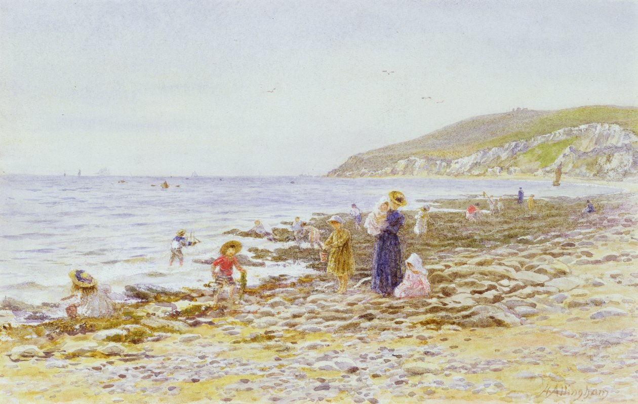 På stranden (wc på papir) af Helen Allingham