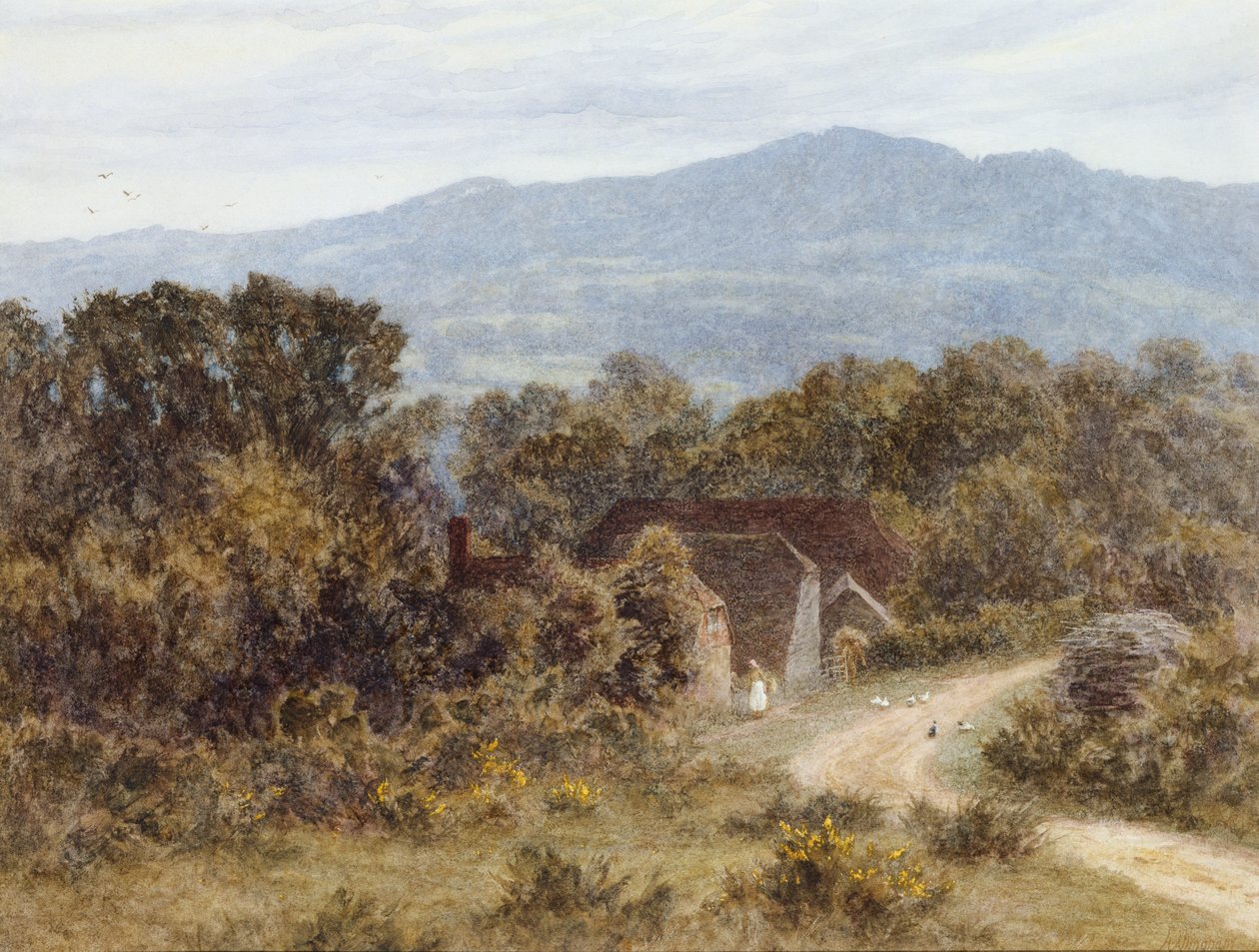 Baghovedet fra Sandhills, Witley af Helen Allingham