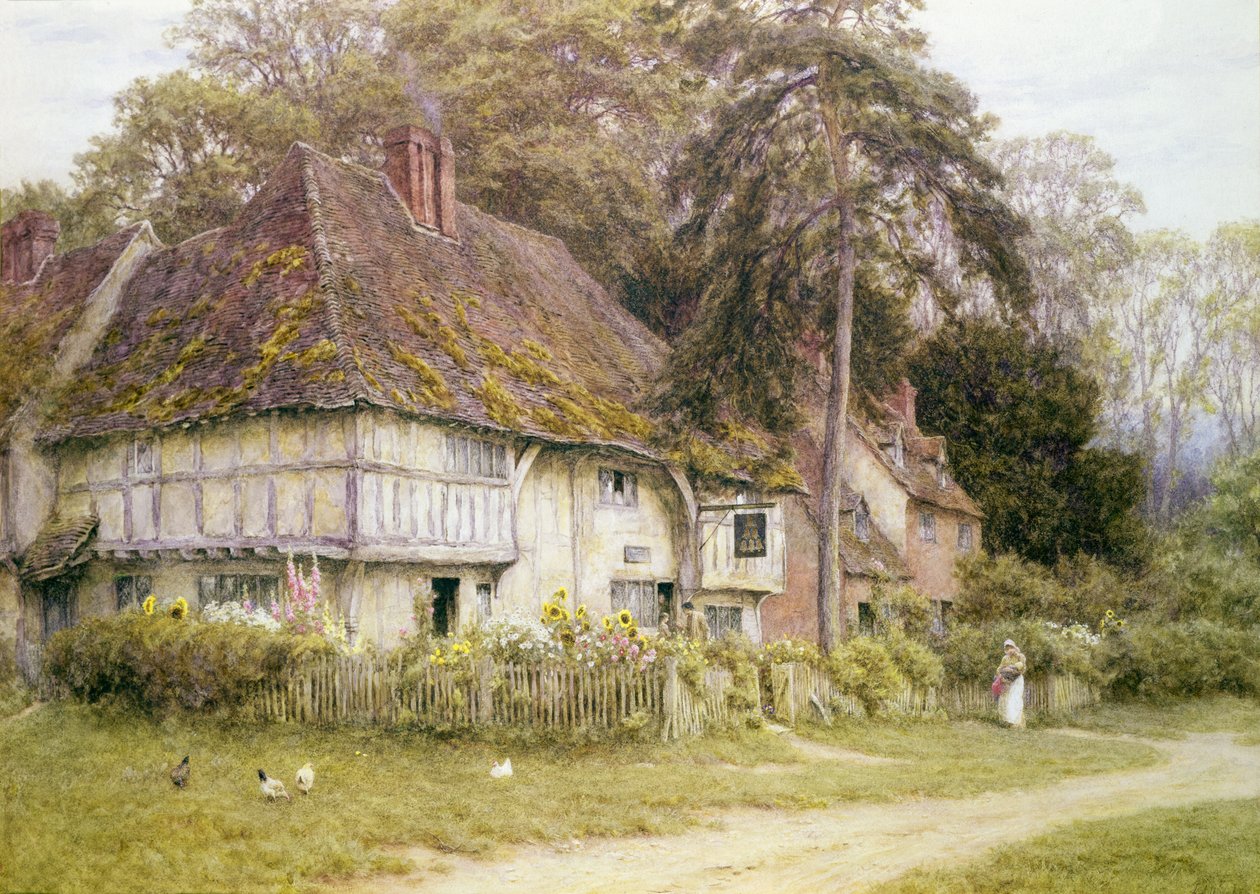 Six Bells, Hollingbourne, Kent af Helen Allingham