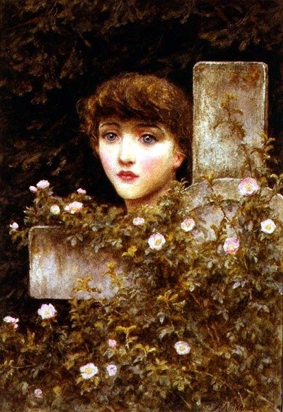Sorg - En vild rose af Helen Allingham