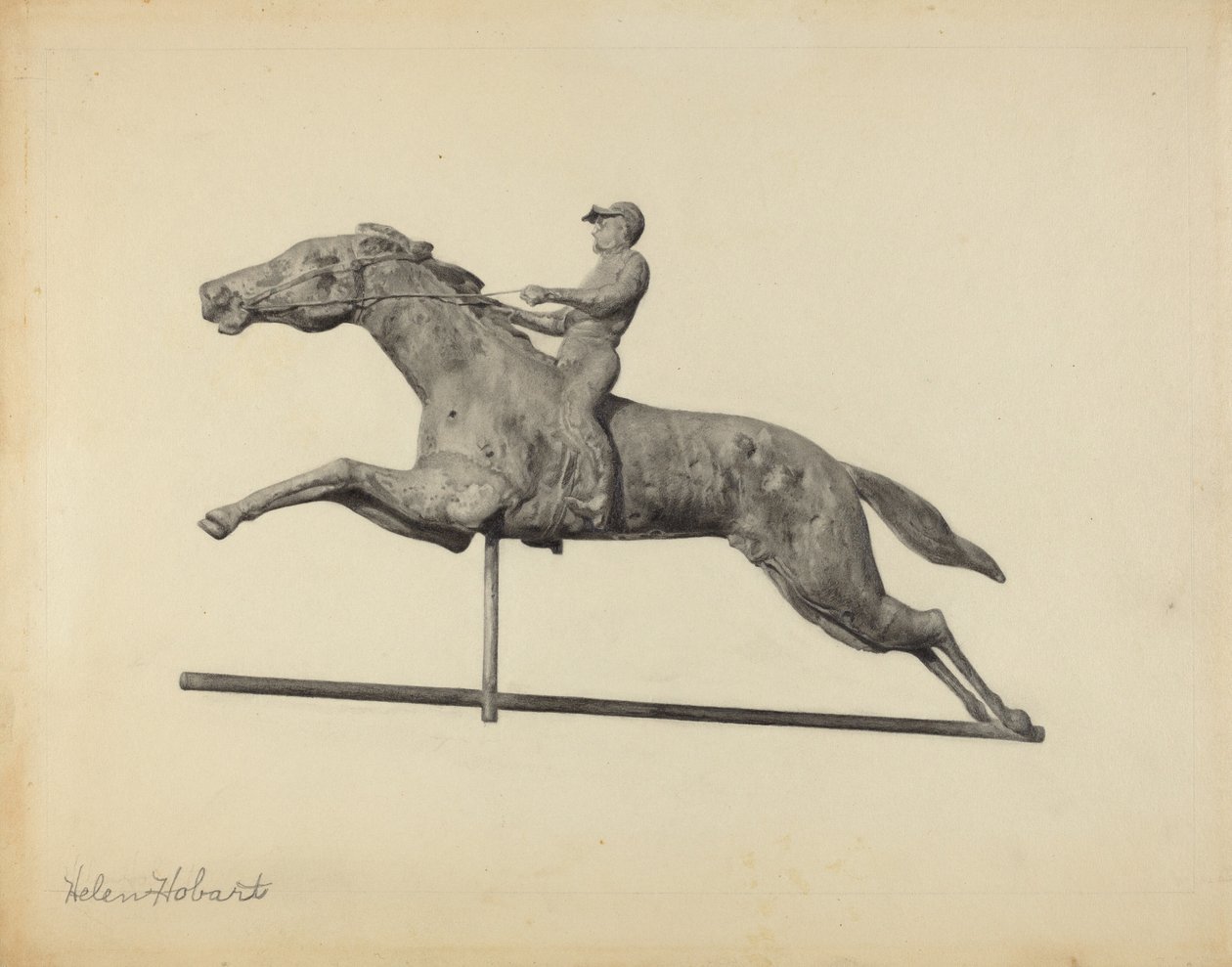 Hest og rytter vejrhane af Helen Hobart