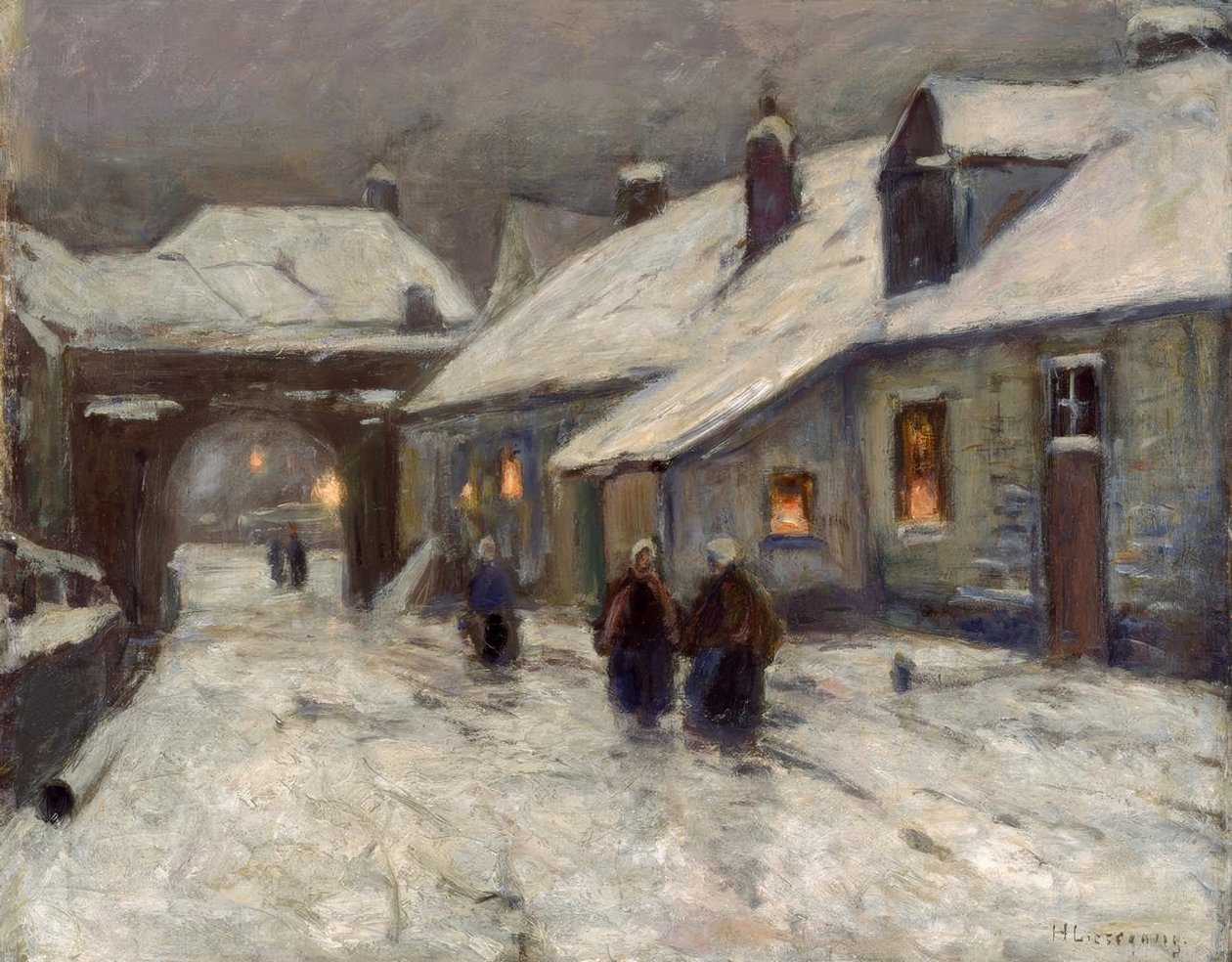 Vinter landsby gade af Helmuth Liesegang