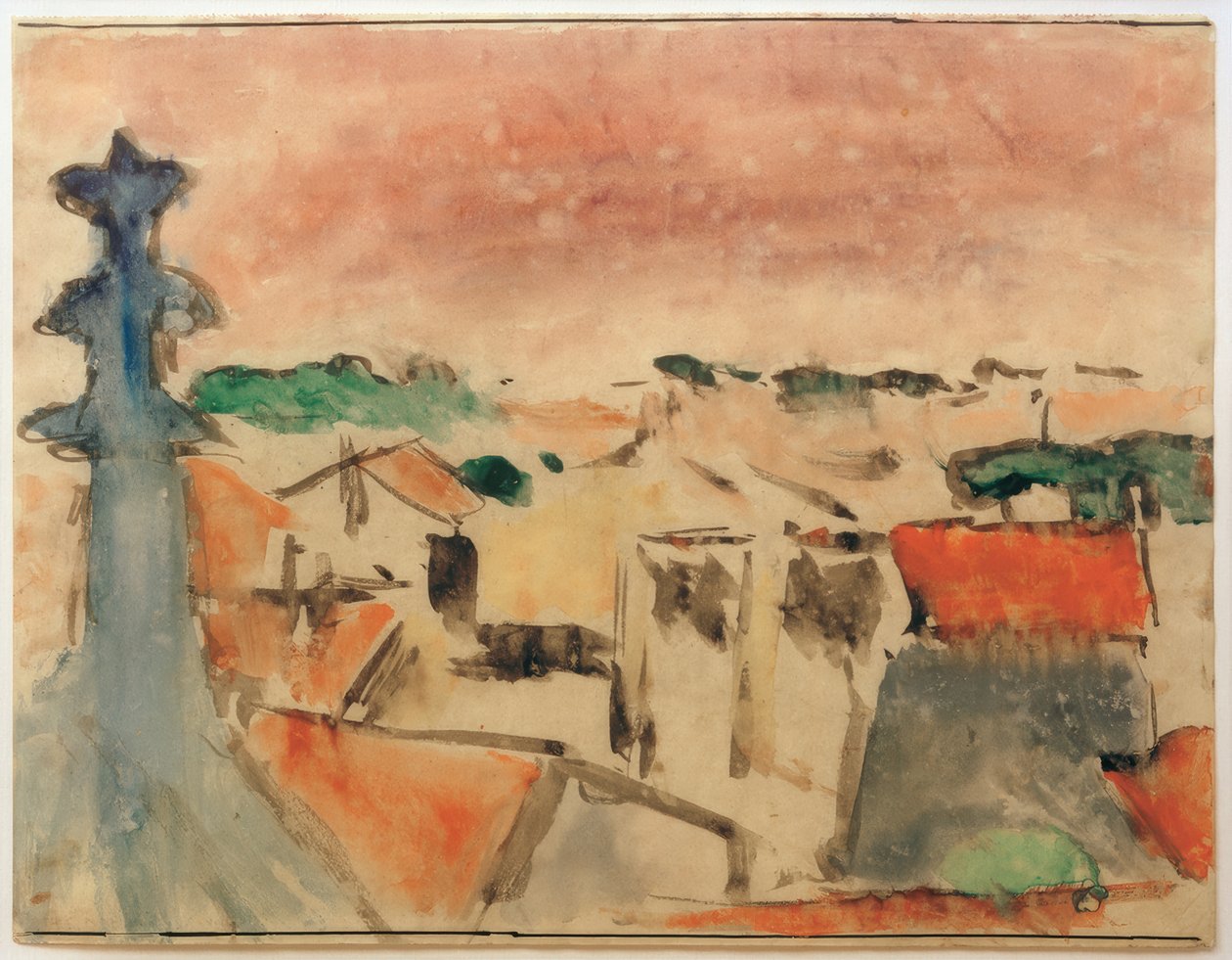 Landsby under lilla himmel af Helmuth Macke