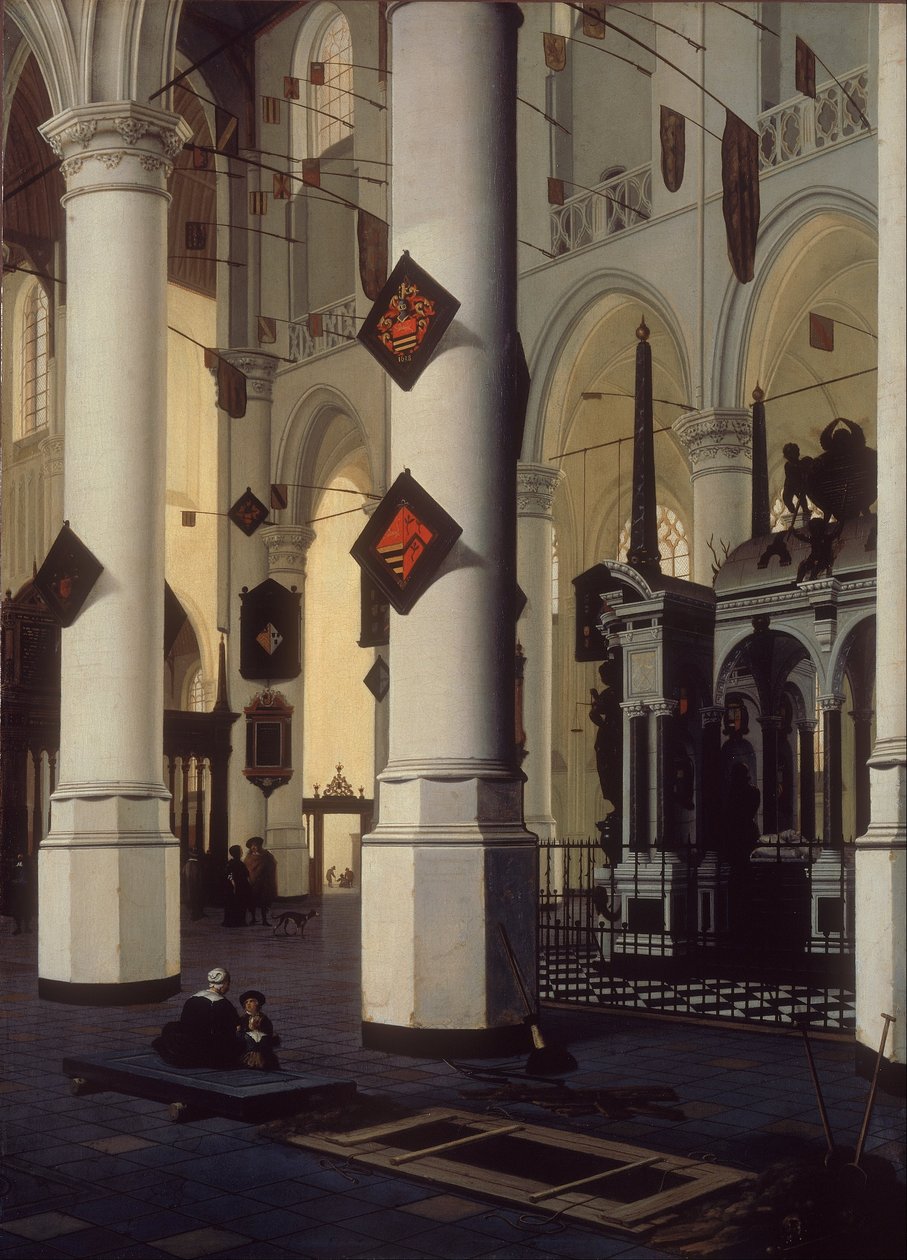Interiør i den nye kirke i Delft, med William the Silent