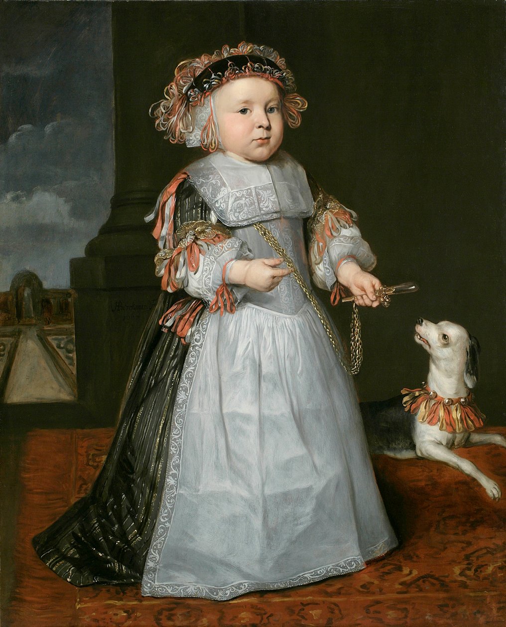 En ung dreng med en hund, 1667 af Hendrick Berckman