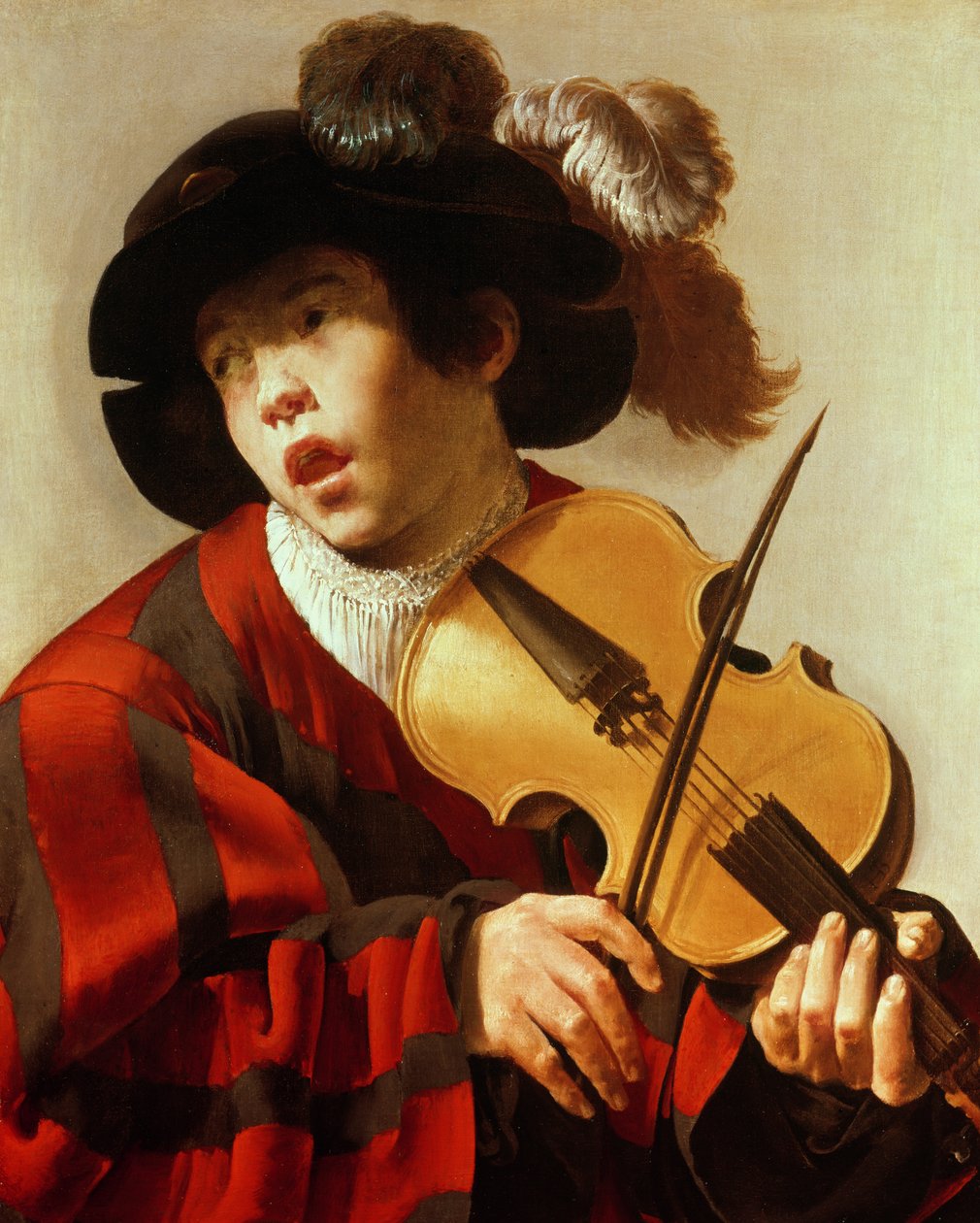 Dreng, der spiller strengeinstrument og synger, ca. 1627 af Hendrick ter Brugghen