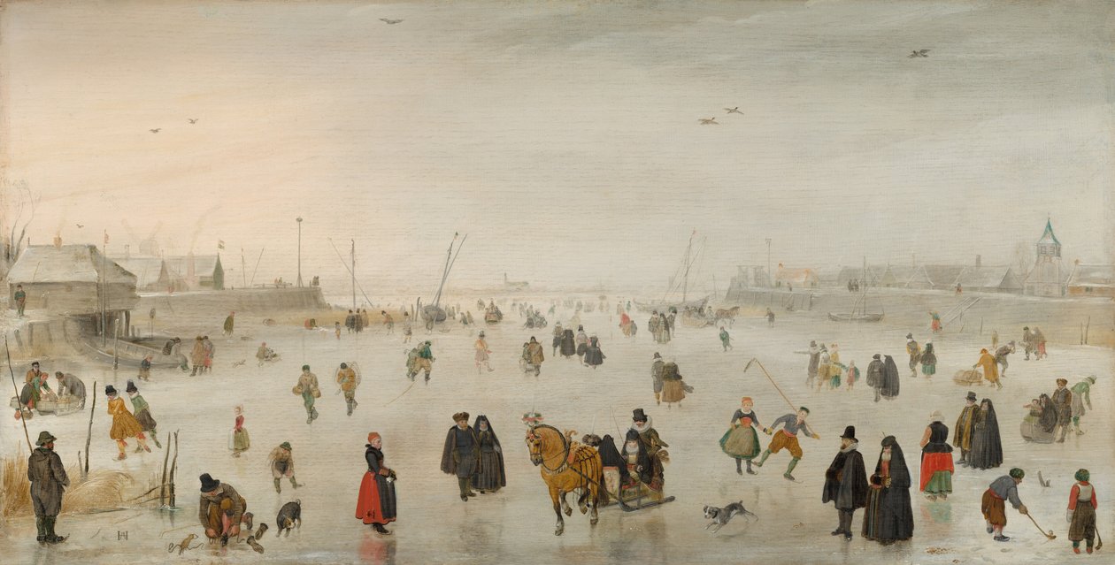 En scene på isen, ca. 1625. af Hendrick Avercamp