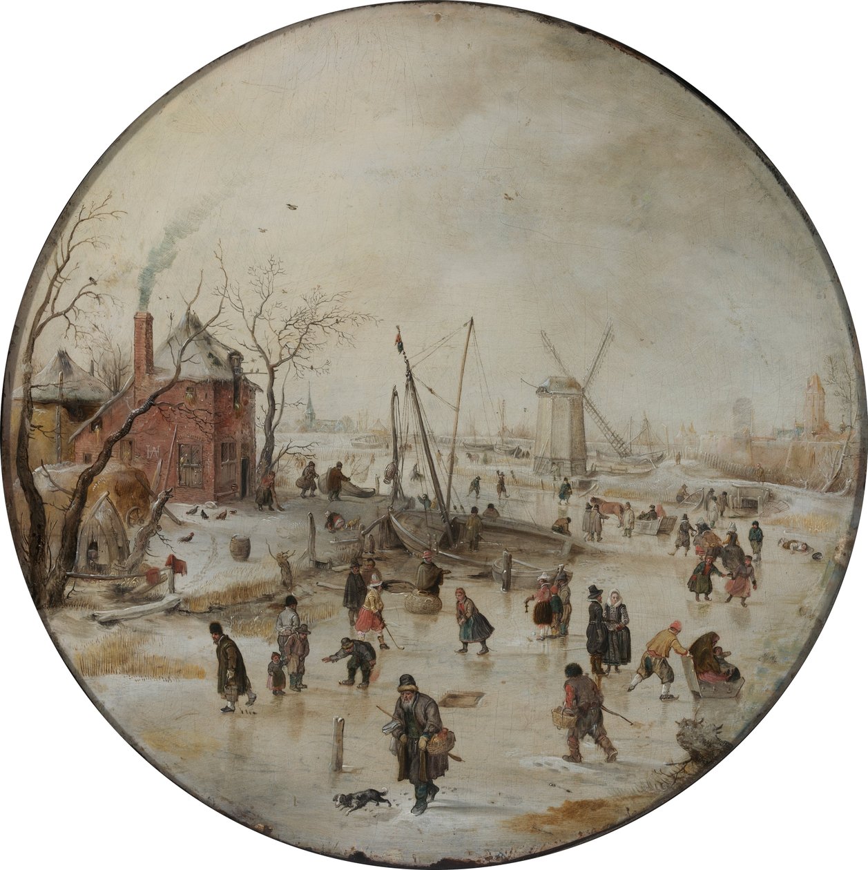Frossen flod med skøjteløbere af Hendrick Avercamp