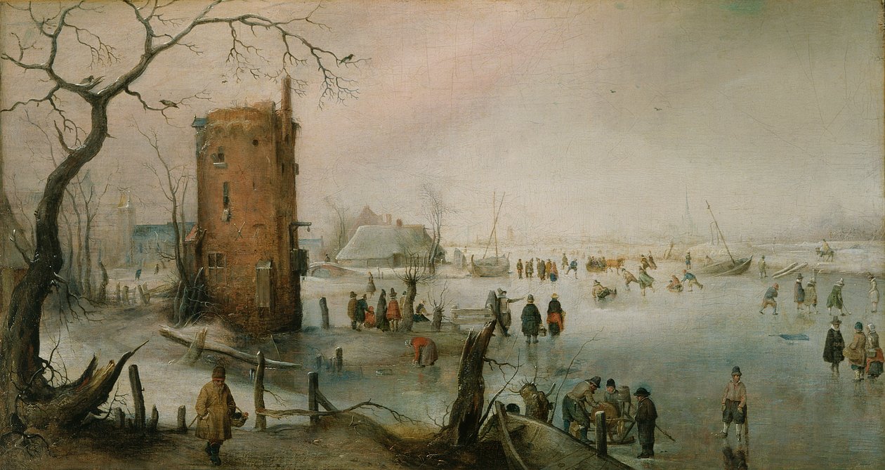 Skøjteløb nær en by af Hendrick Avercamp