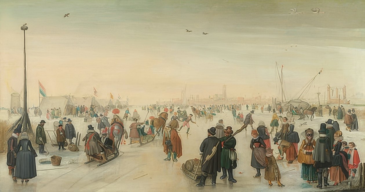 Vinterglæder foran byen. Omkring 1620 af Hendrick Avercamp