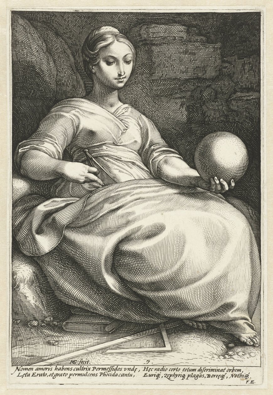 Erato The Nine Muses (serietitel) af Hendrick Goltzius