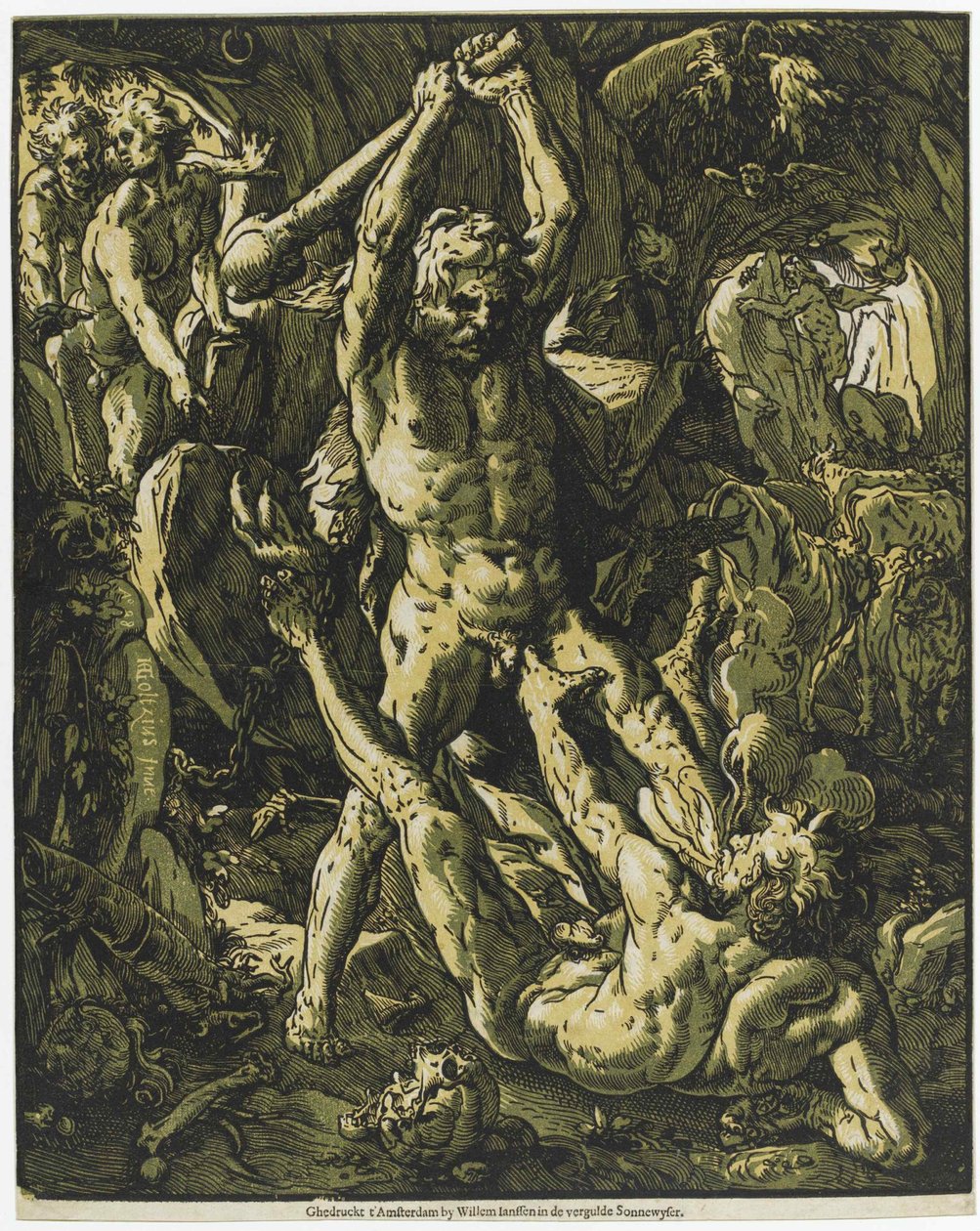 Hercules dræber Cacus, 1588. af Hendrick Goltzius