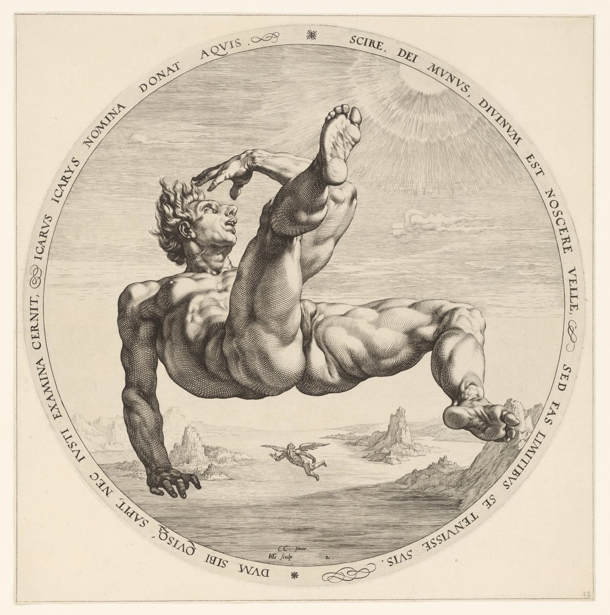 Icarus De vier vallers (serietitel) af Hendrick Goltzius