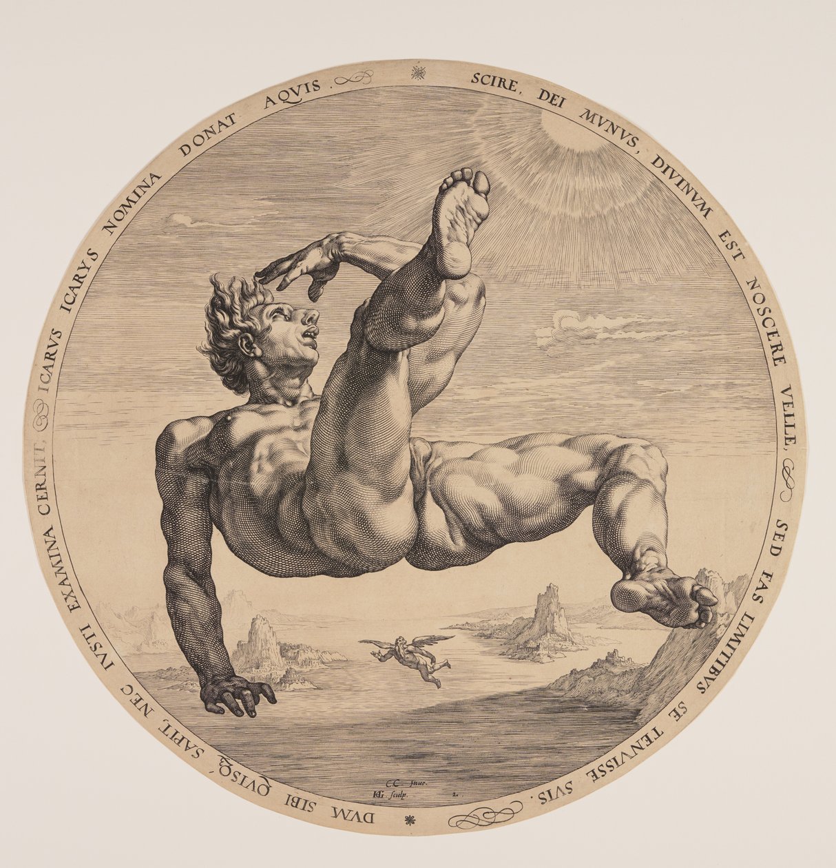 Ikaros, fra De fire skændsler af Hendrick Goltzius