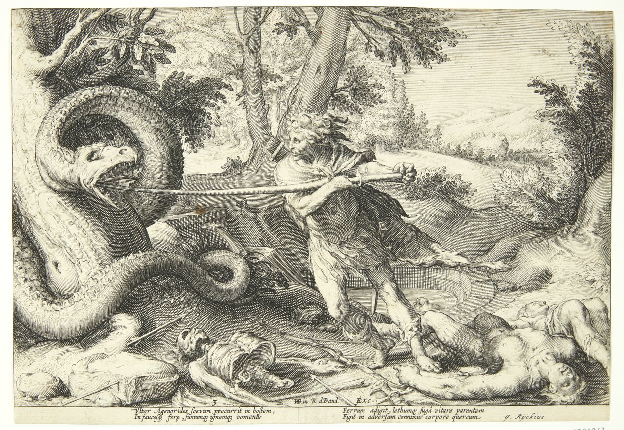 Kadmos dræber dragen af Hendrick Goltzius