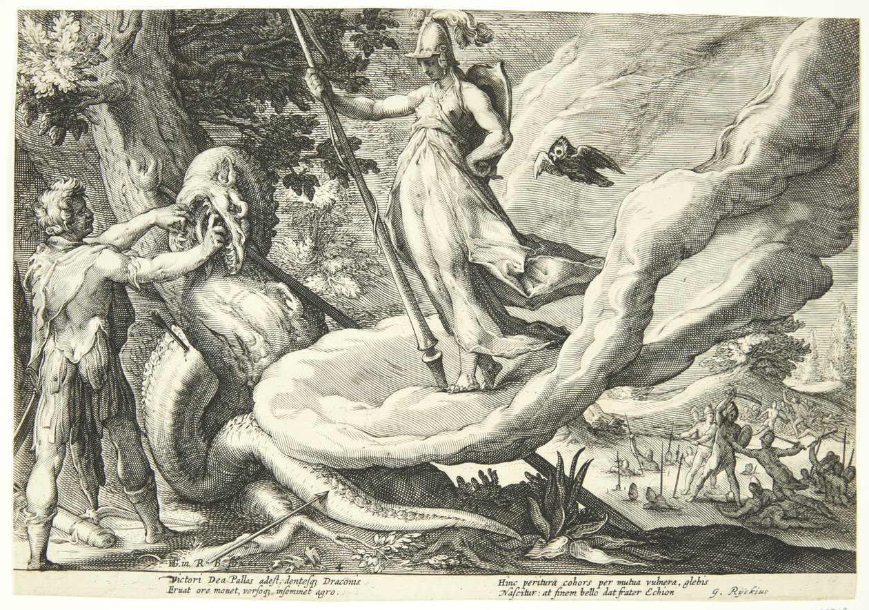 Kadmos sår dragens tænder af Hendrick Goltzius