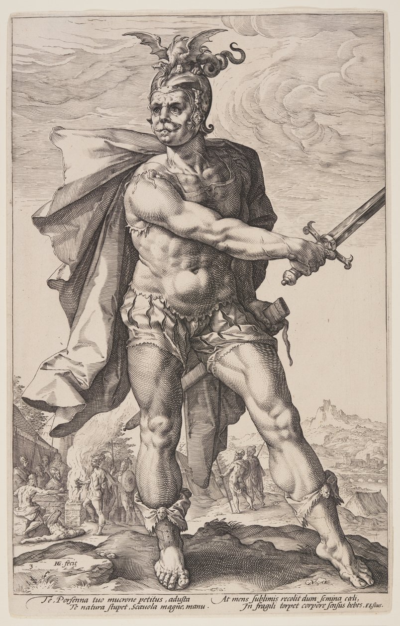 Mucius Scaevola, fra De romerske helte af Hendrick Goltzius