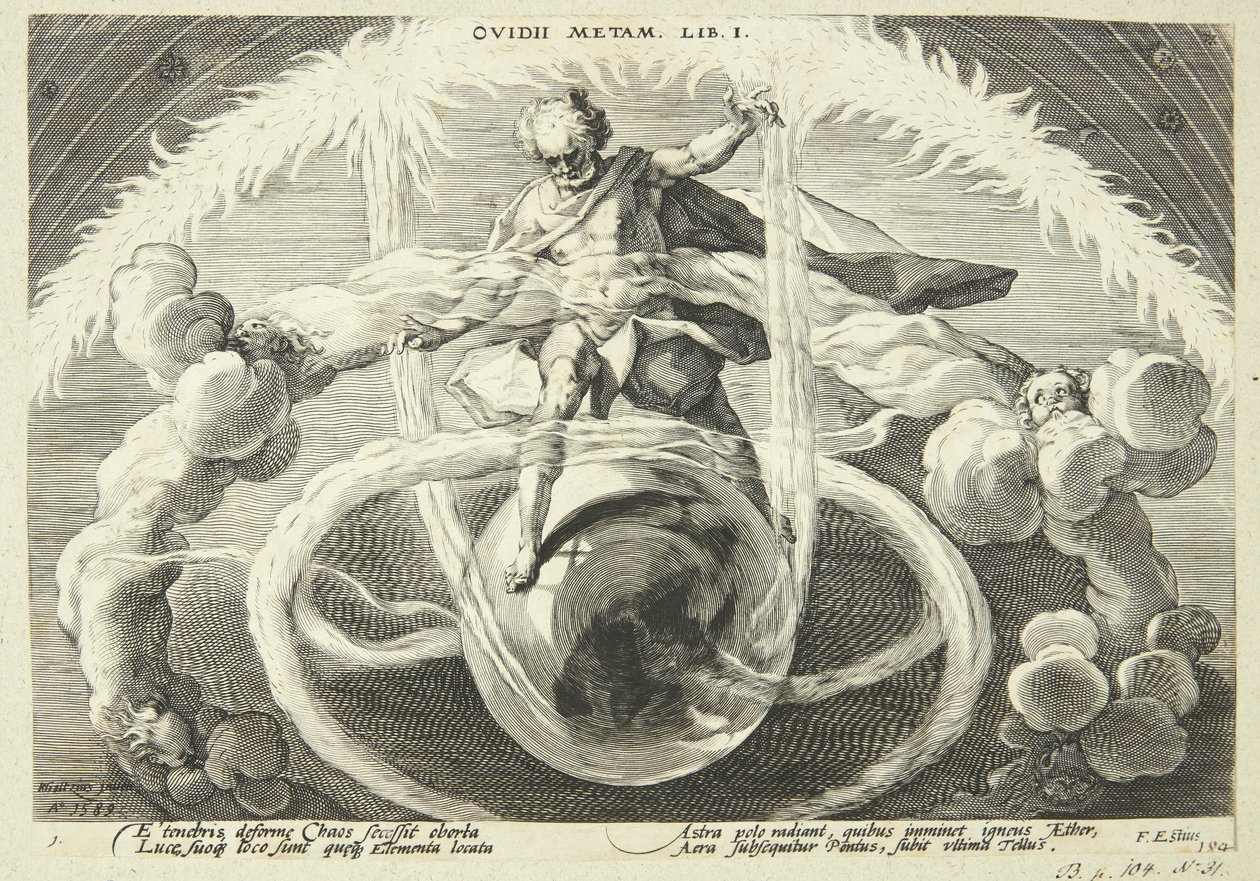 Skabelsen af de fire elementer af Hendrick Goltzius