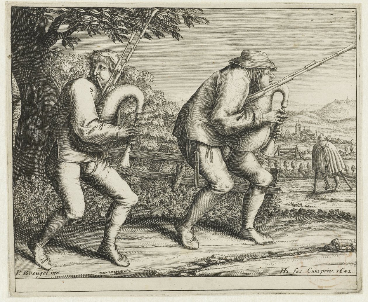 To sækkepiber Pilgrimsrejse til Molenbeek (serietitel) af Hendrick Hondius (I)