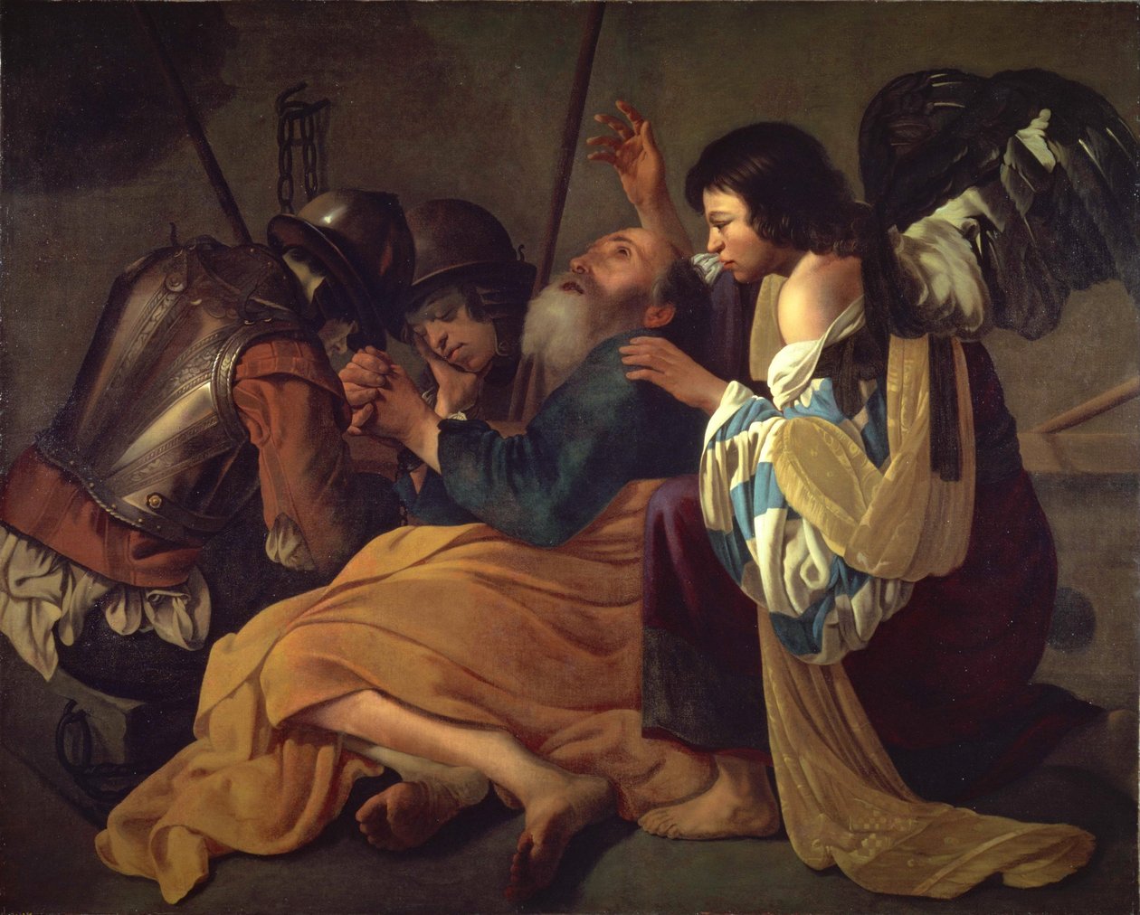 Sankt Peters befrielse af Hendrick Terbrugghen follower of