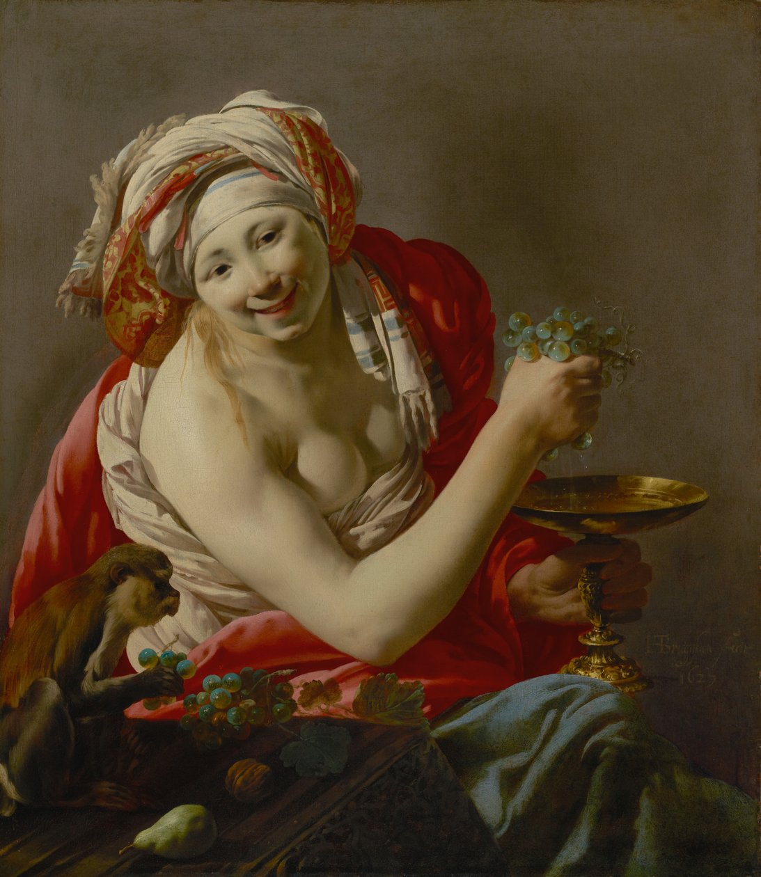 Bacchante med en abe af Hendrick ter Brugghen