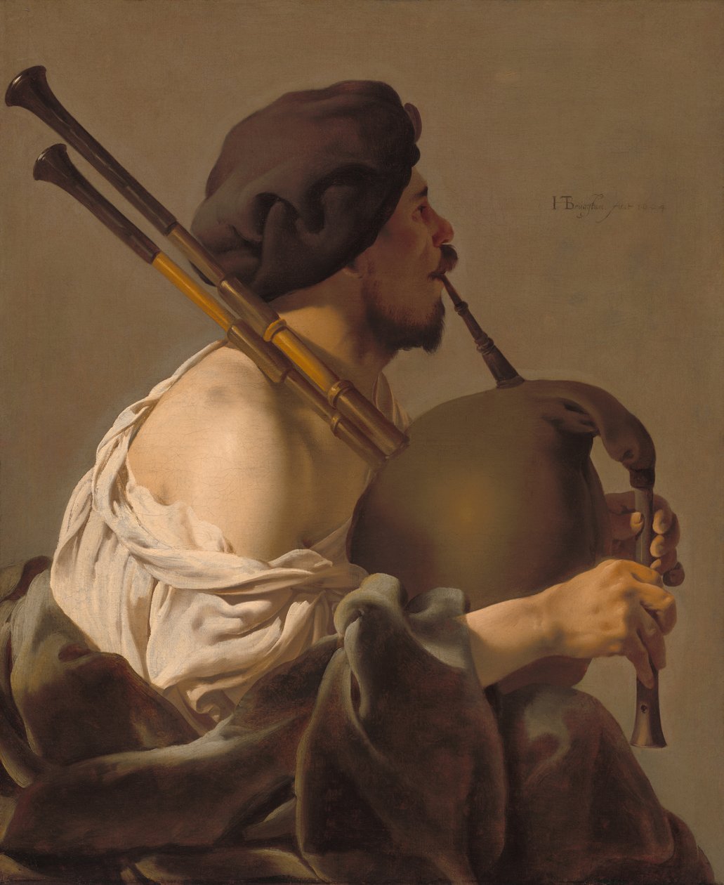 Hollandsk: Sækkepibespilleren af Hendrick ter Brugghen
