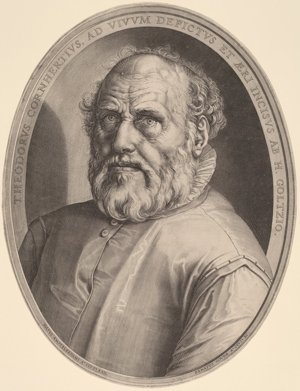 Portræt af Dirk Volckertcz. rådyr af Hendrik Goltzius