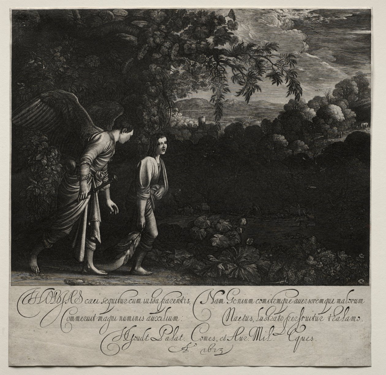 Tobias og englen stor tallerken. af Hendrik Goudt