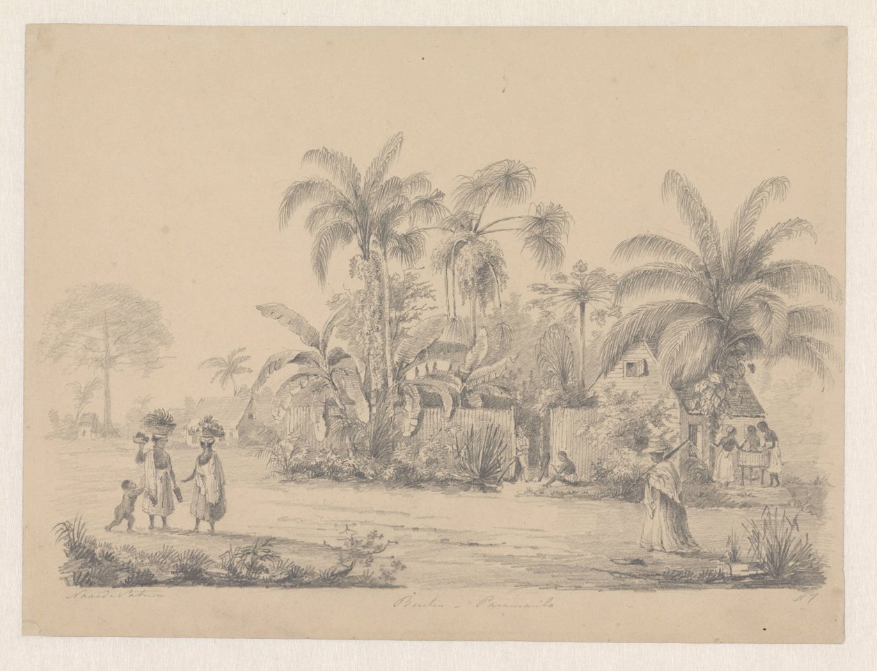 Gadeudsigt lige udenfor Paramaribo af Hendrik Huygens
