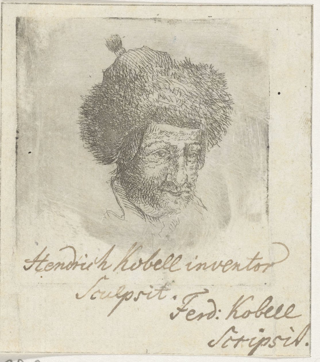 Mandshoved med pelshat af Hendrik Kobell