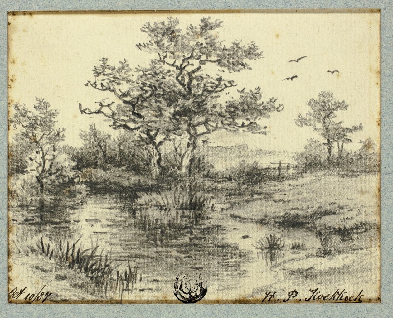 Træer ved Dam af Hendrik Pieter Koekkoek