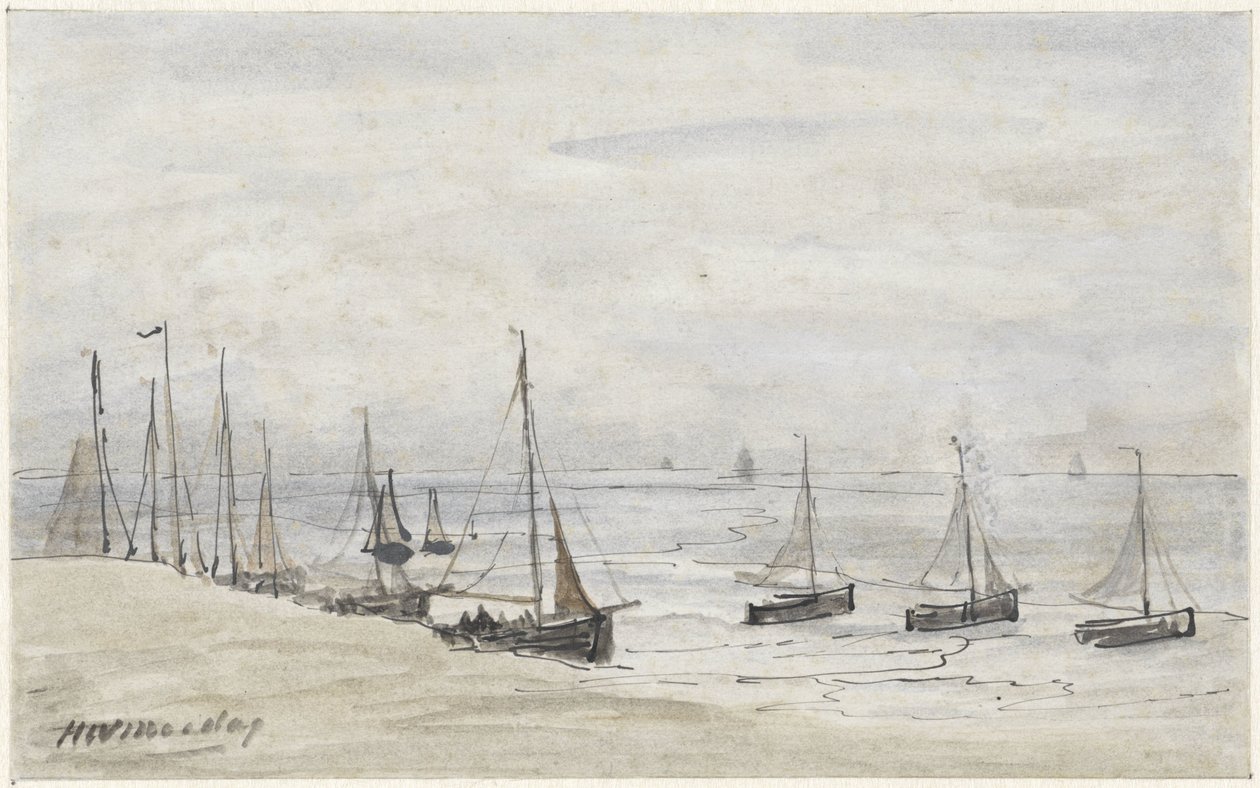 Fiskefingre på stranden af Hendrik Willem Mesdag