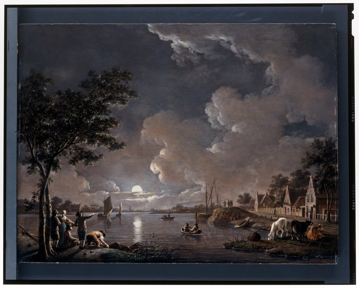 Et flodlandskab ved måneskin af Hendrik Willem Schweickhardt