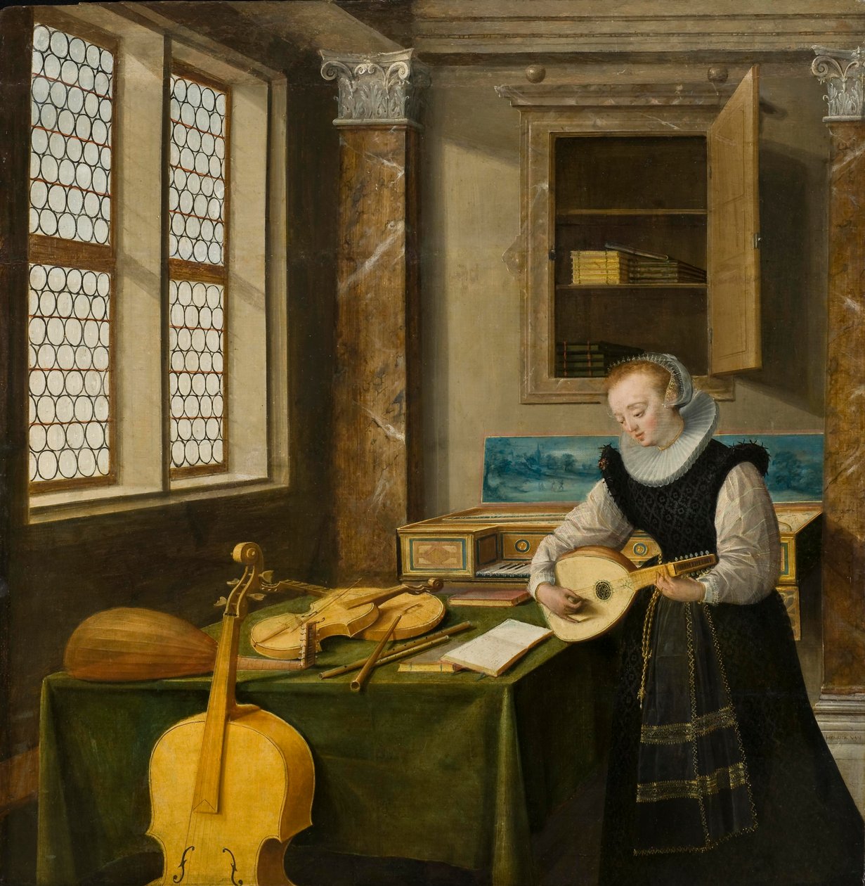 Lady Playing the Lute, ca. 1610 af Hendrik the Younger Steenwyck