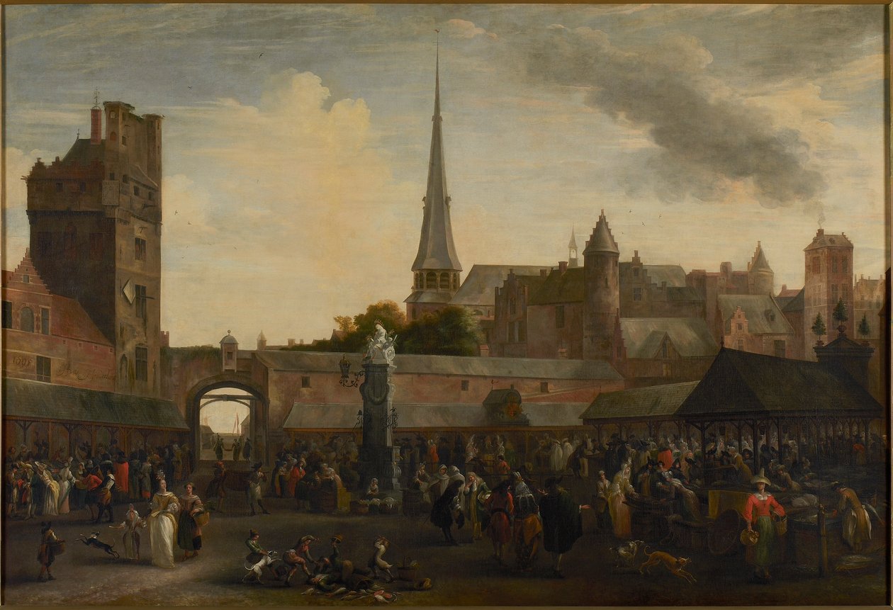 Fiskemarkedet i Antwerpen, 1695. af Hendrik van Minderhout