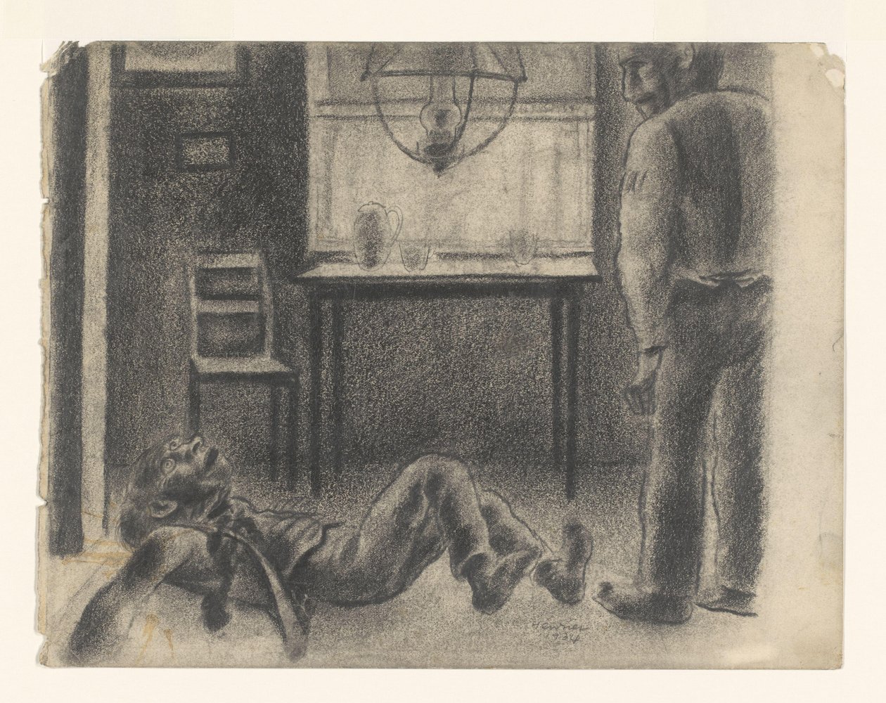 interiørscene af Henk Henriët (signed by artist)