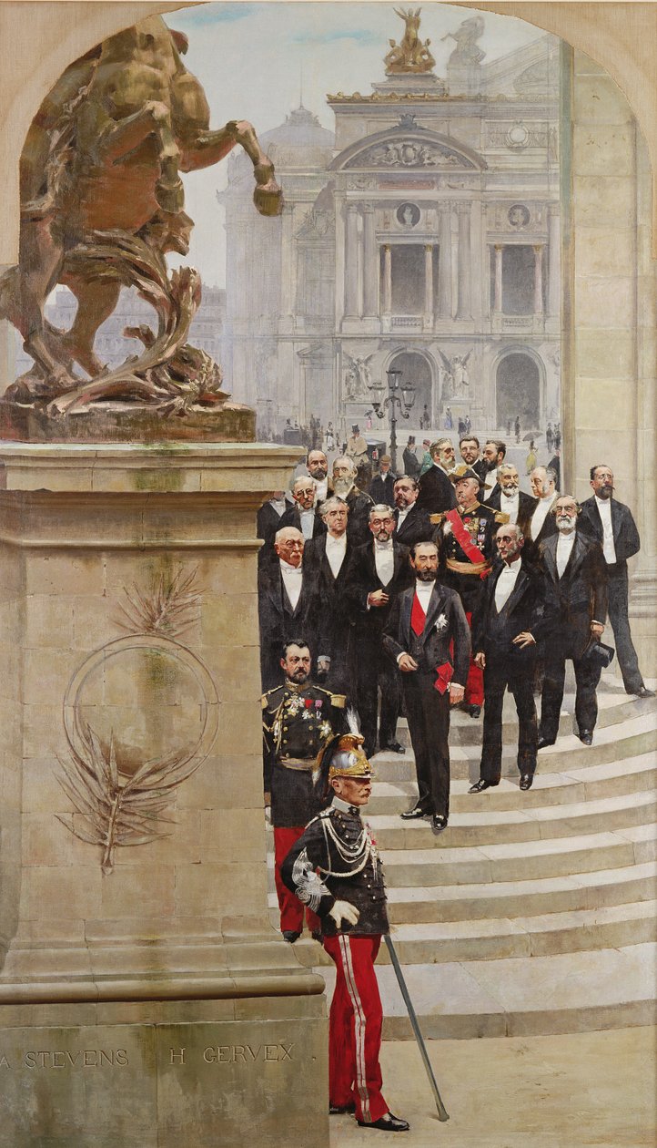 Præsident Sadi Carnot (1837-94) og hans regering foran Opera de Paris, fra panoramaet af 
