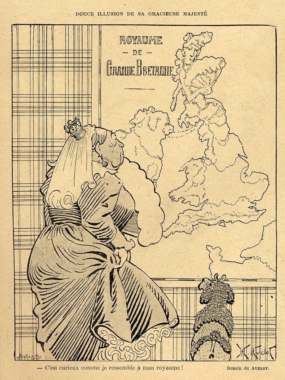 Tegning af dronning Victoria, fra "Le Rire", 22. april 1899 af Henri Avelot