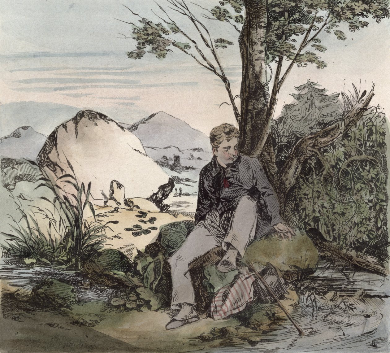 Forvisningen, illustration til et digt af Pierre Jean de Beranger (1780-c.1857), graveret af Bernard af Henri Bonaventure Monnier