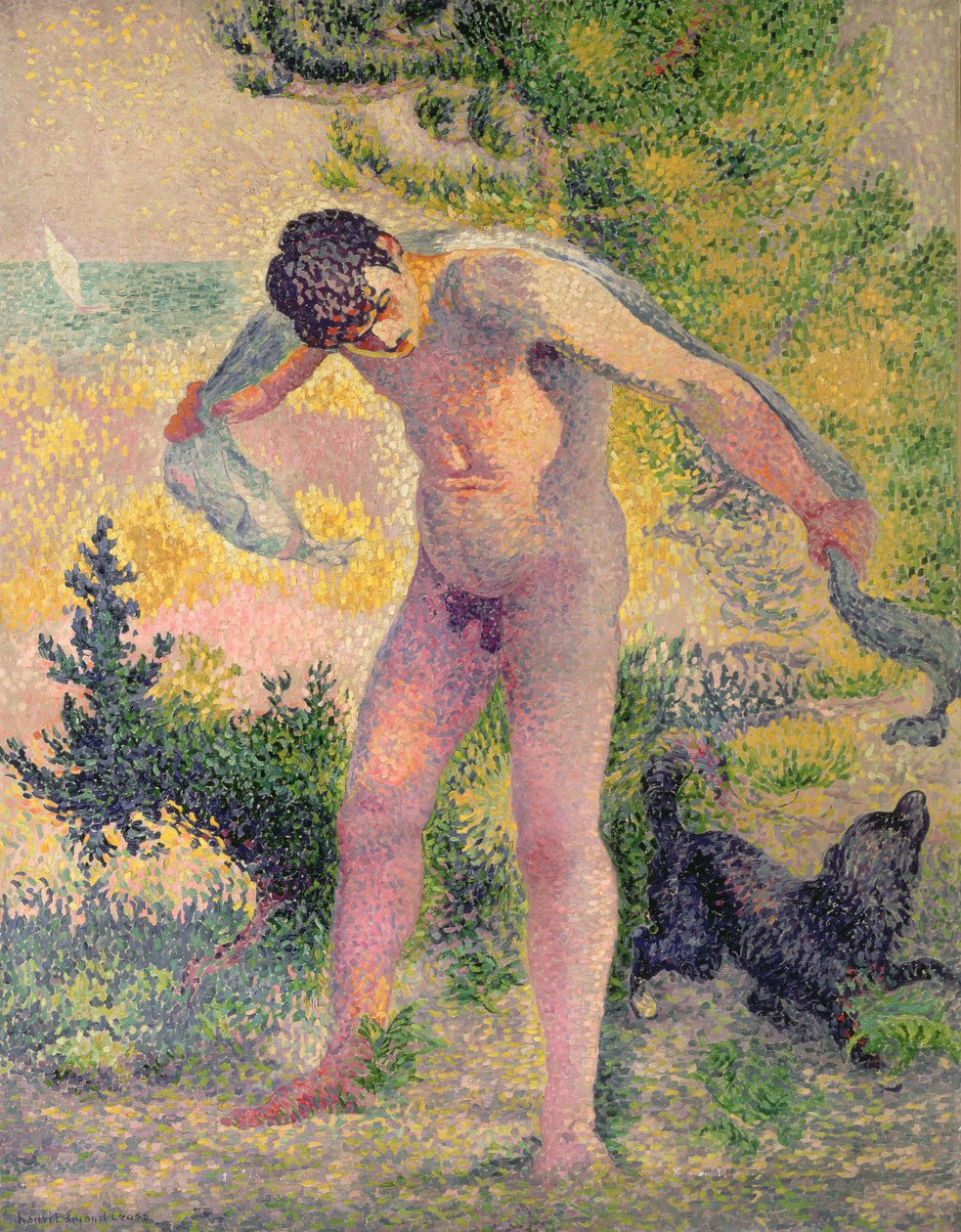 Baderen tørrer sig i St. Tropez, 1893 af Henri Edmond Cross