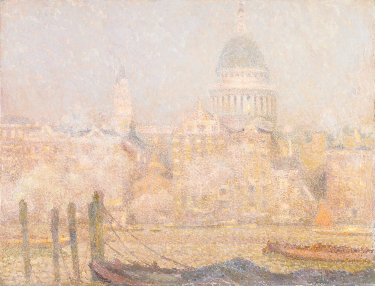 St. Pauls fra floden- Morning Sun in Winter af Henri Eugene Augustin Le Sidaner