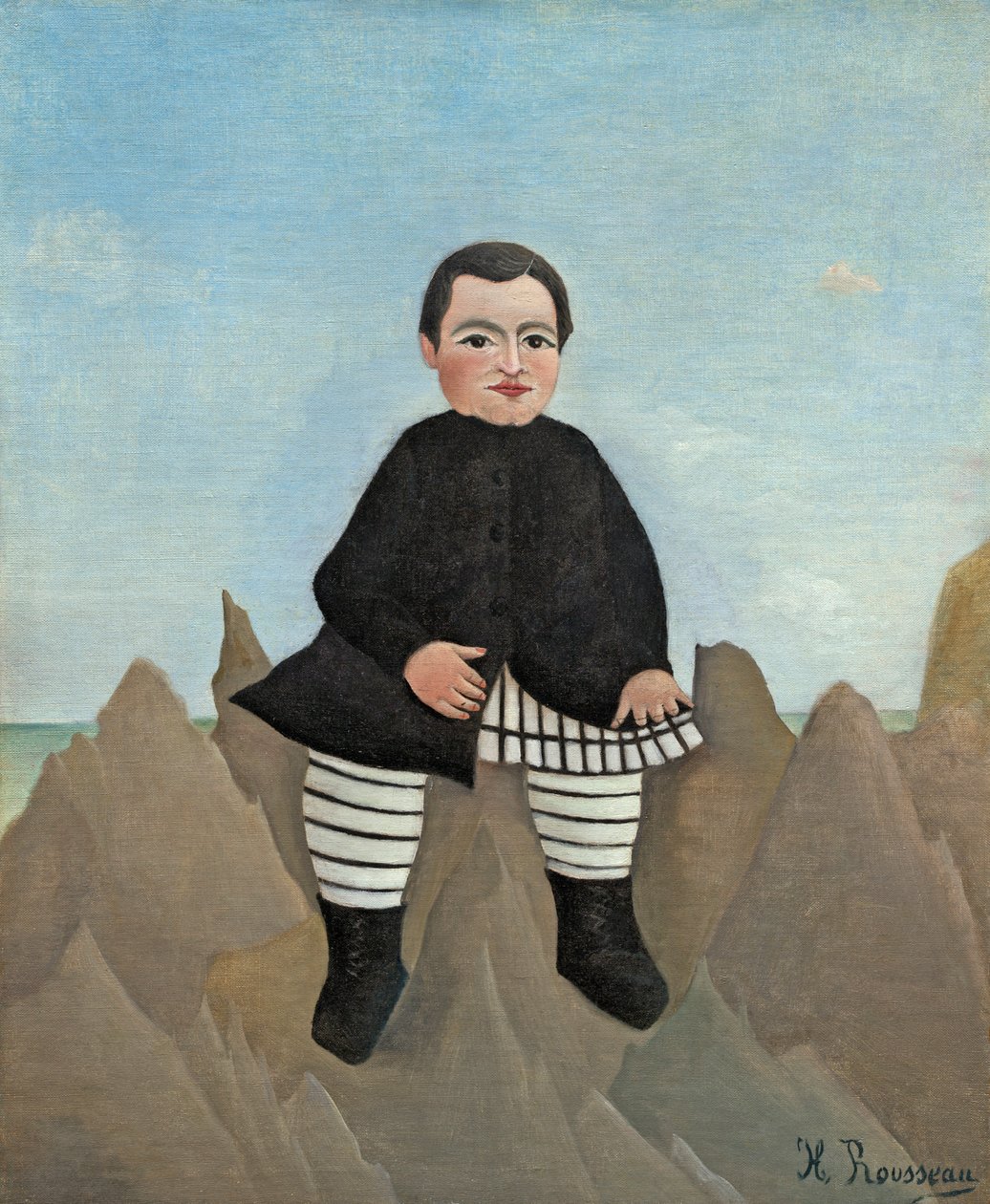 Dreng på klipperne, 1895-97 (olie på lærred) af Henri Rousseau